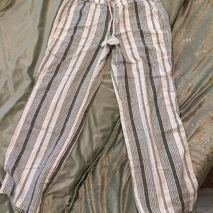 Sonoma Green and White Striped Cotton Pants